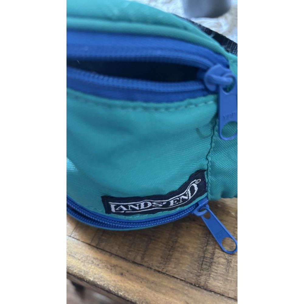 Vintage 90s Lands End Fanny Pack Hip Bag Teal Green  retro large bag